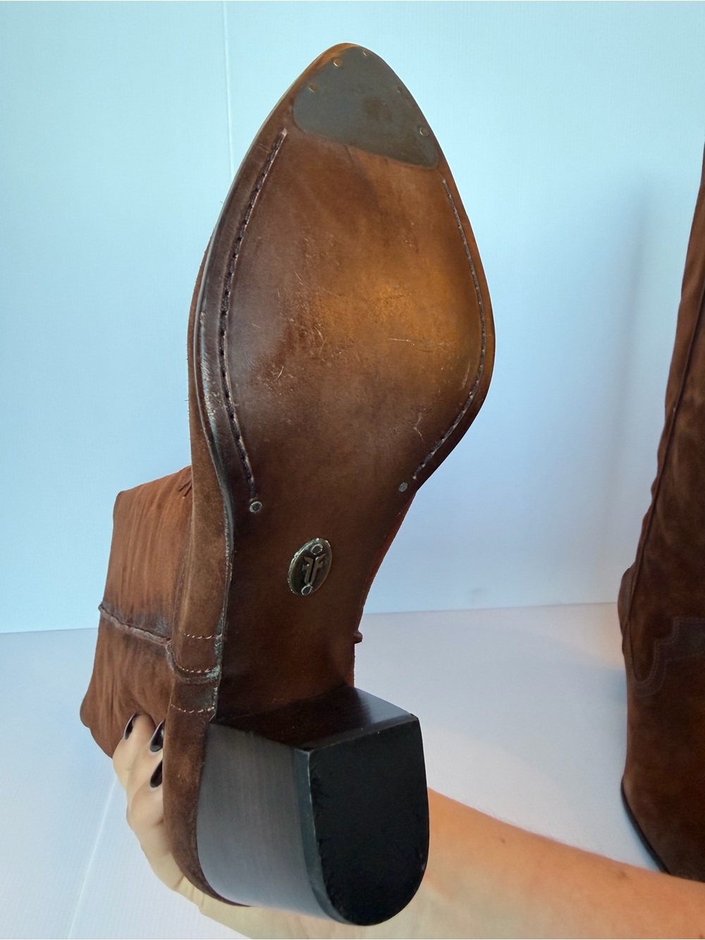 NWB Frye Renee Seam Tall Suede Western Boots 9.5M - Picture 10 of 15